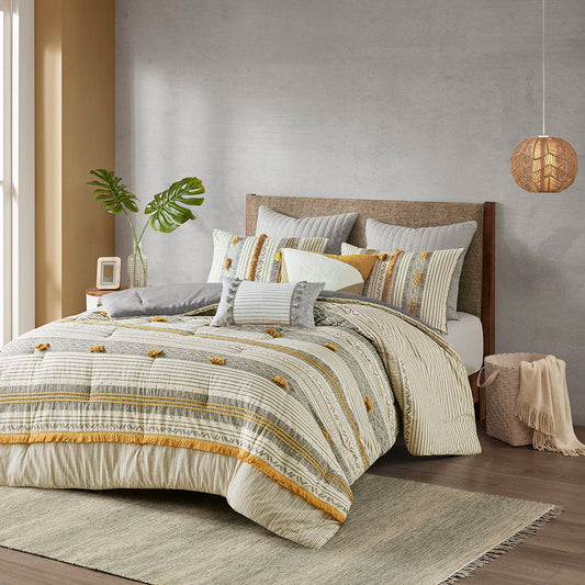 Cody - 3 Piece Comforter Set - Gray / Yellow INK+IVY