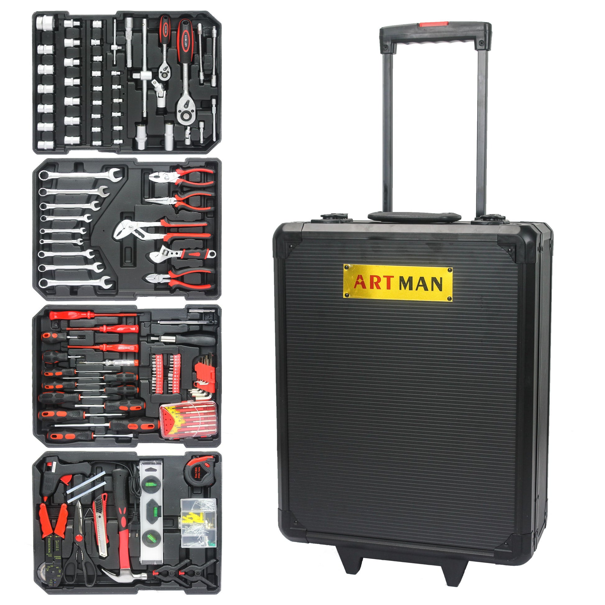 899 Piece Home Repair Tool Set With Rolling Plastic Toolbox, 4 Drawers, General Household Maintenance Kit Daily Nest