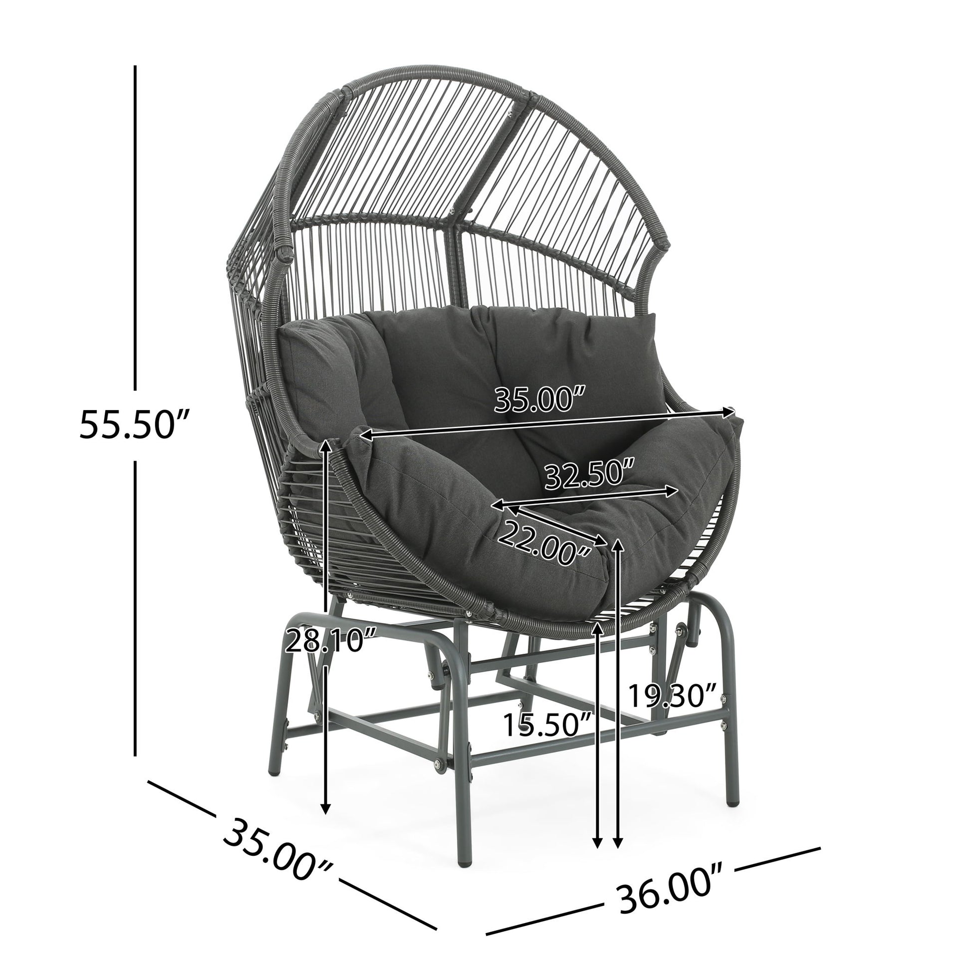 Palos - Outdoor Wicker Glider Chair Noble House