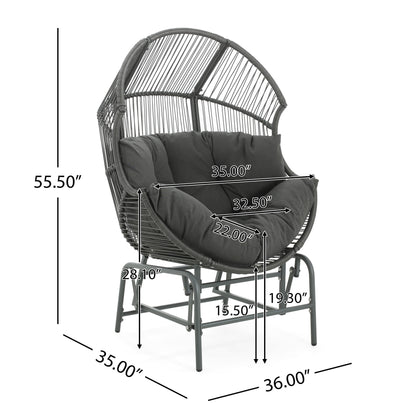 Palos - Outdoor Wicker Glider Chair Noble House