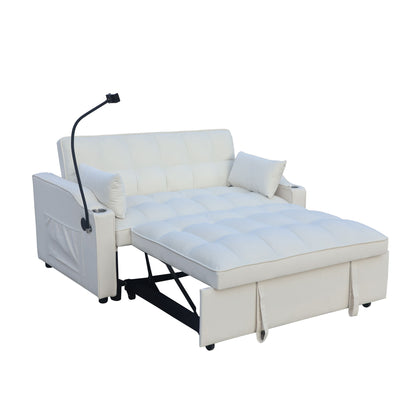 Modern Velvet Loveseat Futon Sofa With Pullout Bed, Adjustable Reclining Backrest, Toss Pillows Home Essentials