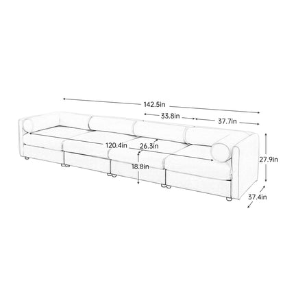Stylish Chenille Sofa With Storage Seat And Cylindrical Backrest Home Essentials