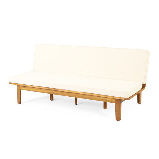 Outdoor Elegance Daybed With Convertible Design Cushion Frame - Beige Noble House