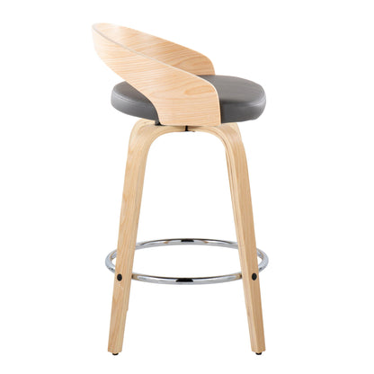 Grotto - Contemporary Fixed Height Counter Stool With Swivel With Round Footrest (Set of 2) Lumi Source