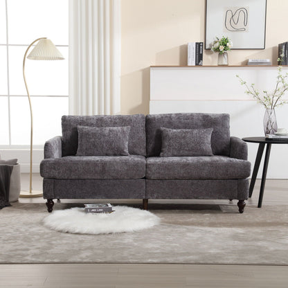 Mid Century Modern Chenille Fabric Loveseat Sofa, 2 Seat Upholstered Couch Home Essentials