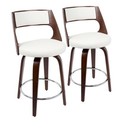 Cecina - Mid-Century Modern Fixed Height Counter Stool With Swivel And Round Footrest (Set of 2) Lumi Source