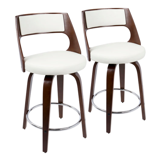 Cecina - Mid-Century Modern Fixed Height Counter Stool With Swivel And Round Footrest (Set of 2) Lumi Source