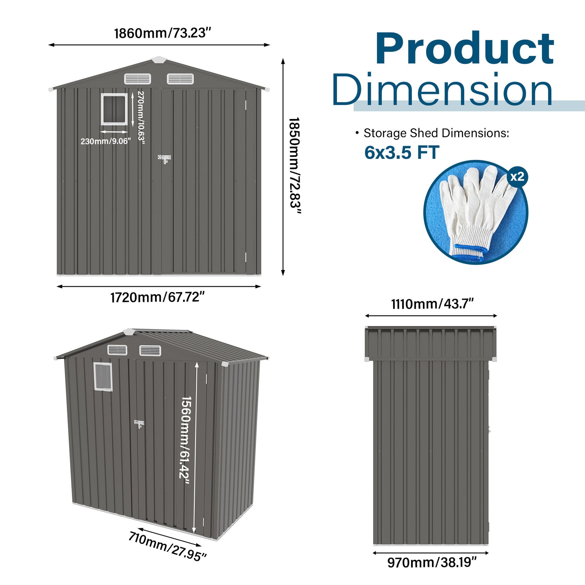 Compact Outdoor Storage Shed With Peaked Roof And Lockable Door - Gray Daily Nest
