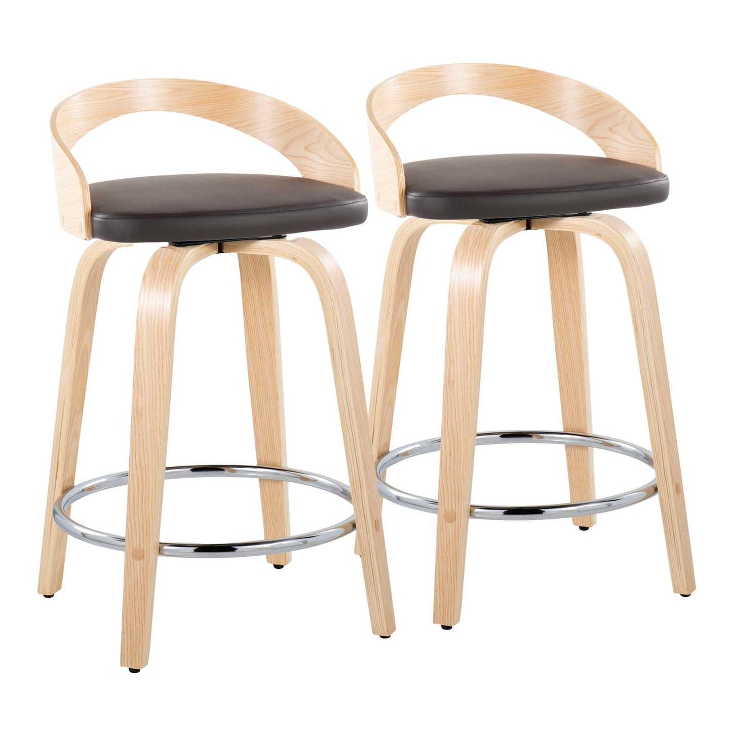Grotto - Contemporary Fixed Height Counter Stool & Swivel, Round Footrest (Set of 2) Lumi Source