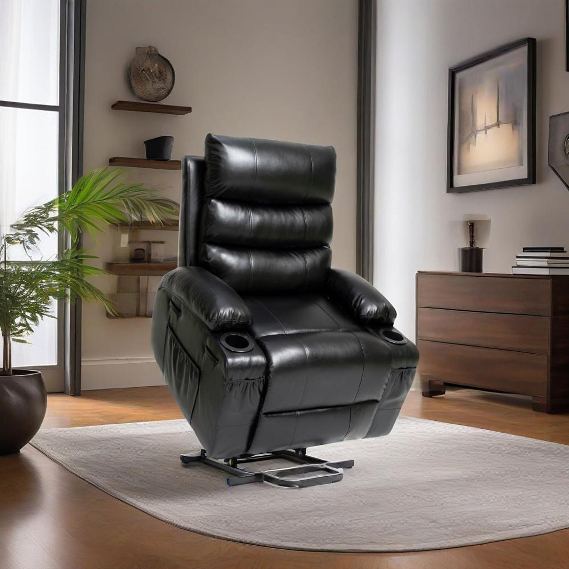 Large Size Electric Power Lift Recliner Chair Sofa With 8 Point Vibration Massage And Lumbar Heat Home Essentials