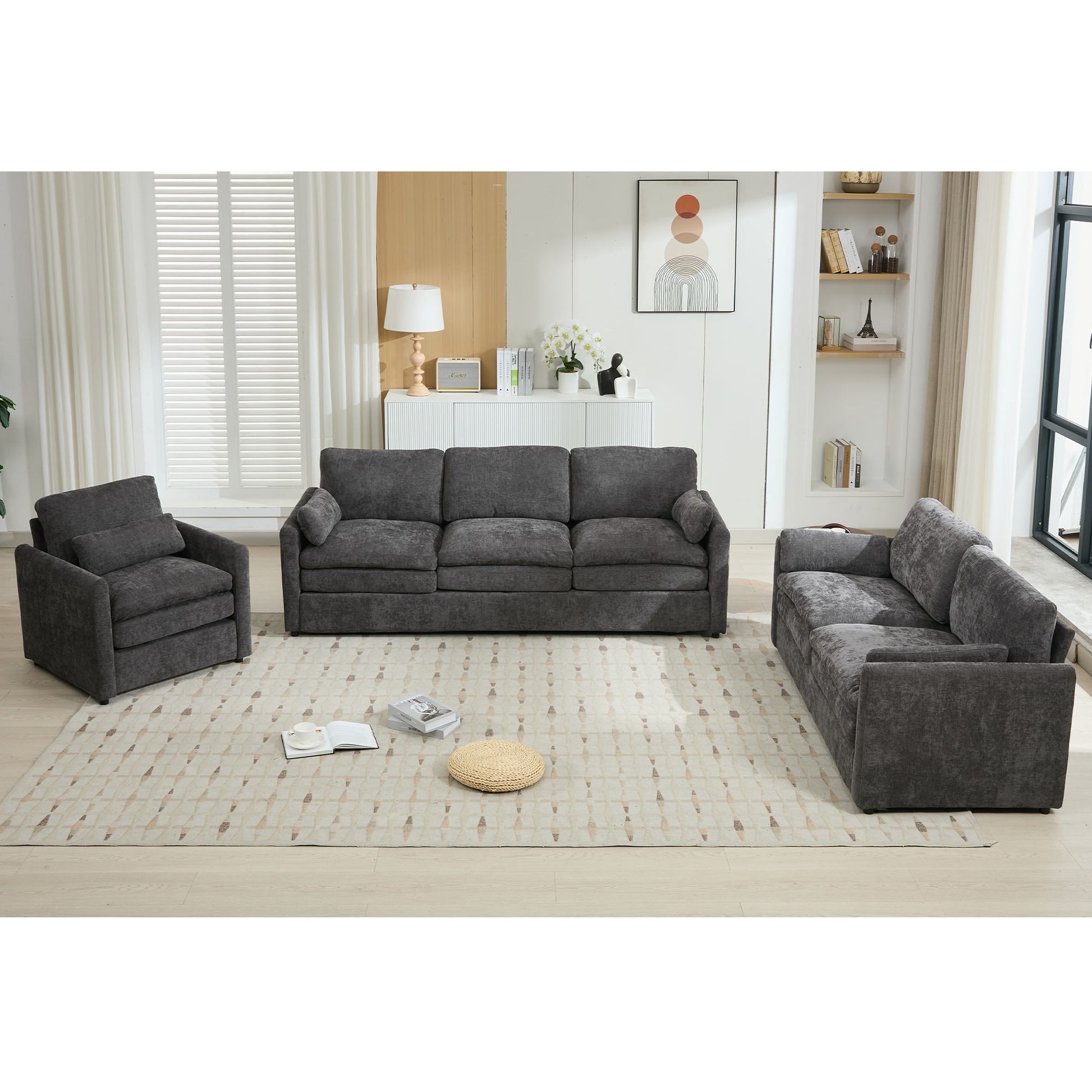 Cozy Sofa Set Oversized Comfy Cloud Sofa With Double Cushion Hearth and Haven