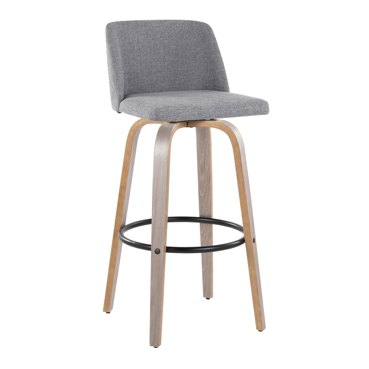 Toriano - Contemporary Fixed Height Barstool With Swivel With Round Footrest Comfort And Style (Set of 2) Lumi Source