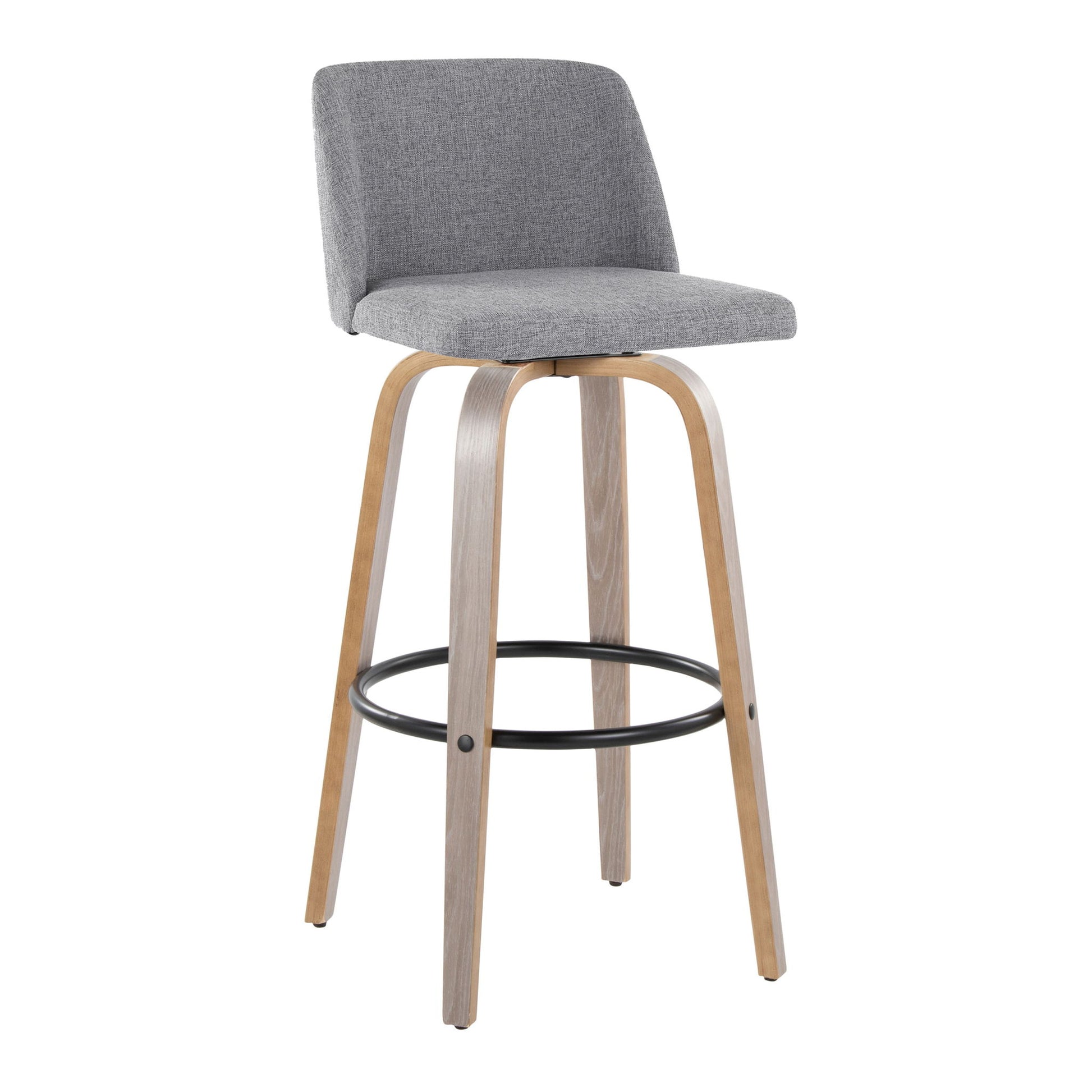 Toriano - Contemporary Fixed Height Barstool With Swivel With Round Footrest Comfort And Style (Set of 2) Lumi Source