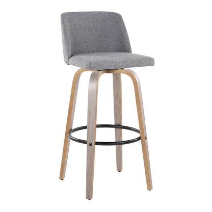 Toriano - Contemporary Fixed Height Barstool With Swivel With Round Footrest Comfort And Style (Set of 2) Lumi Source
