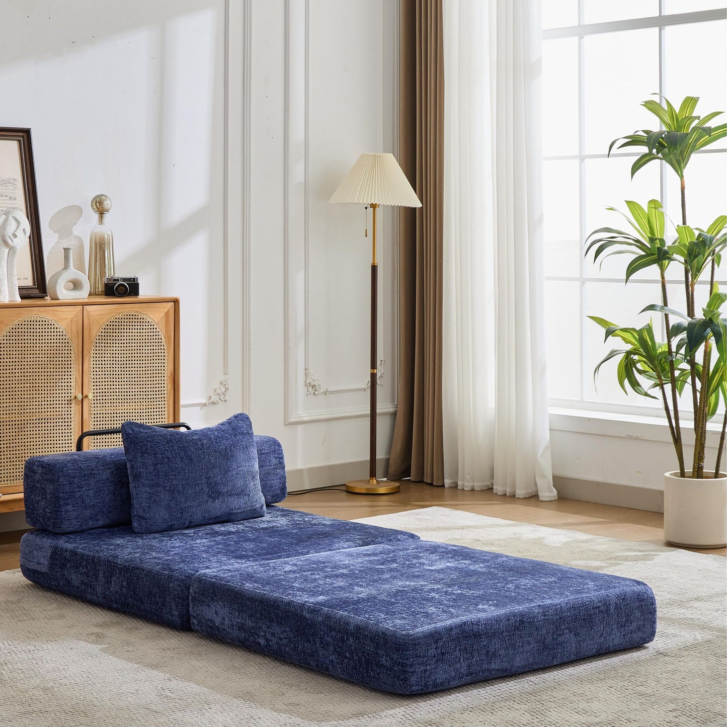 Convertible Floor Sofa Bed With Fixed Shape Frame For Living Room Home Essentials