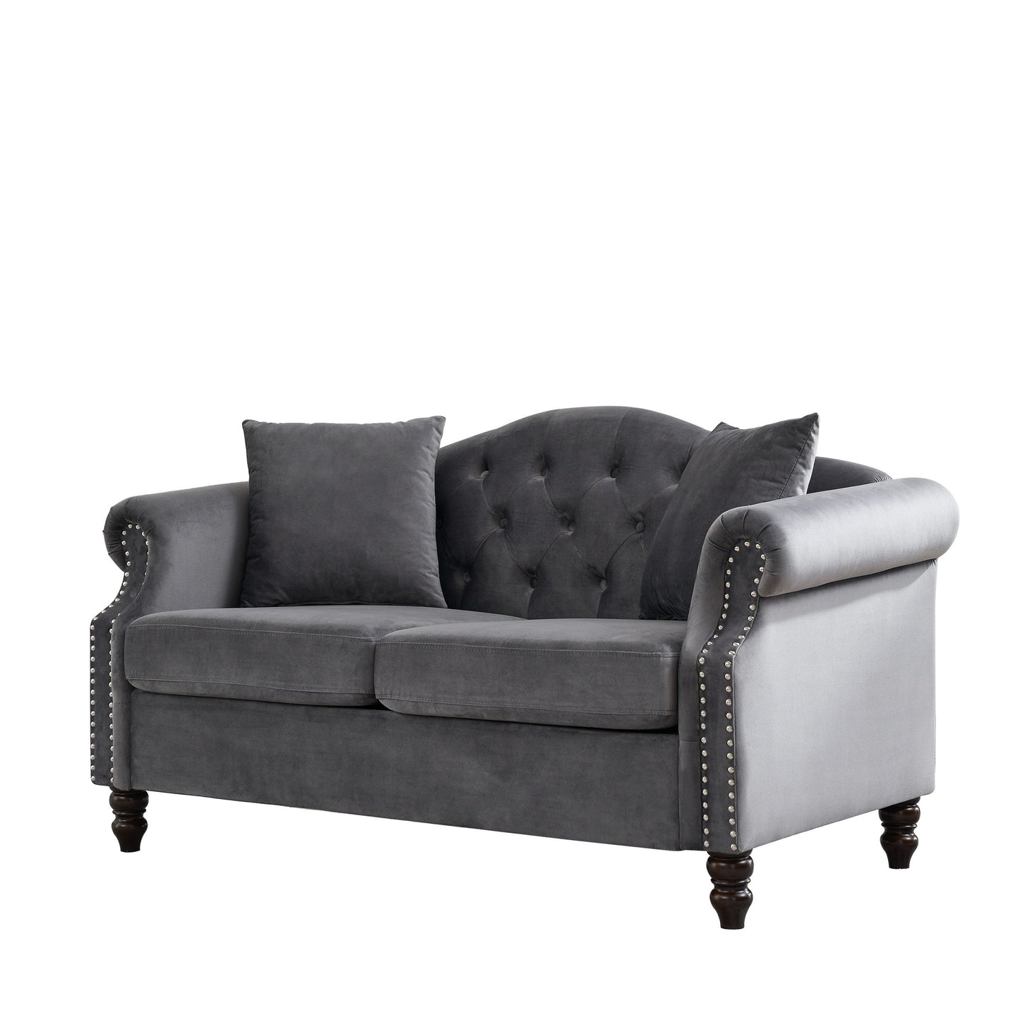 2 Seater Chesterfield Sofa With Rolled Arms And Nailhead Trim For Living Room Home Essentials