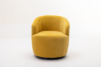 Chenille Fabric Swivel Accent Armchair Barrel Chair With Powder Coating Metal Ring