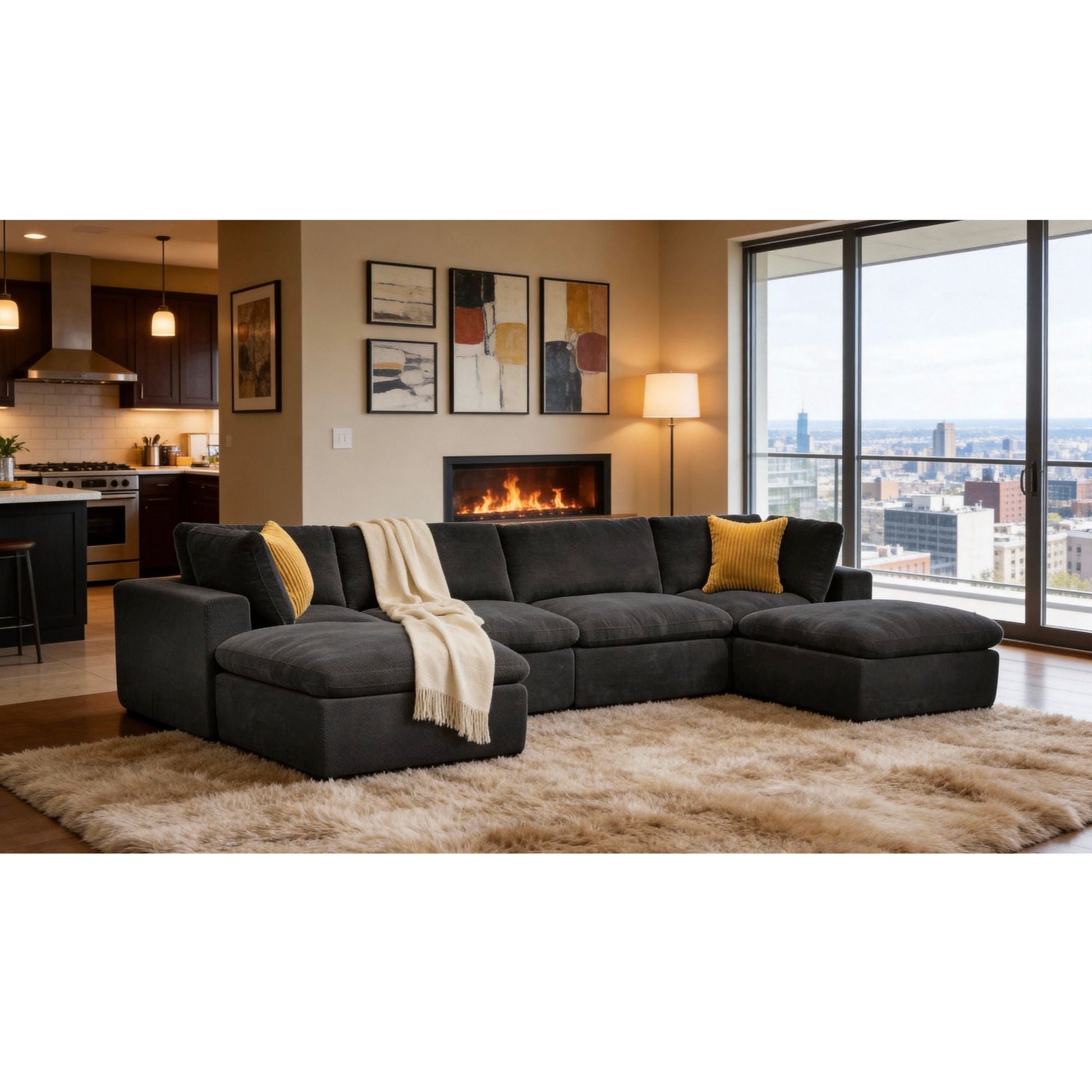 Custom Configuration Modular Sectional With Toss Pillows Home Essentials