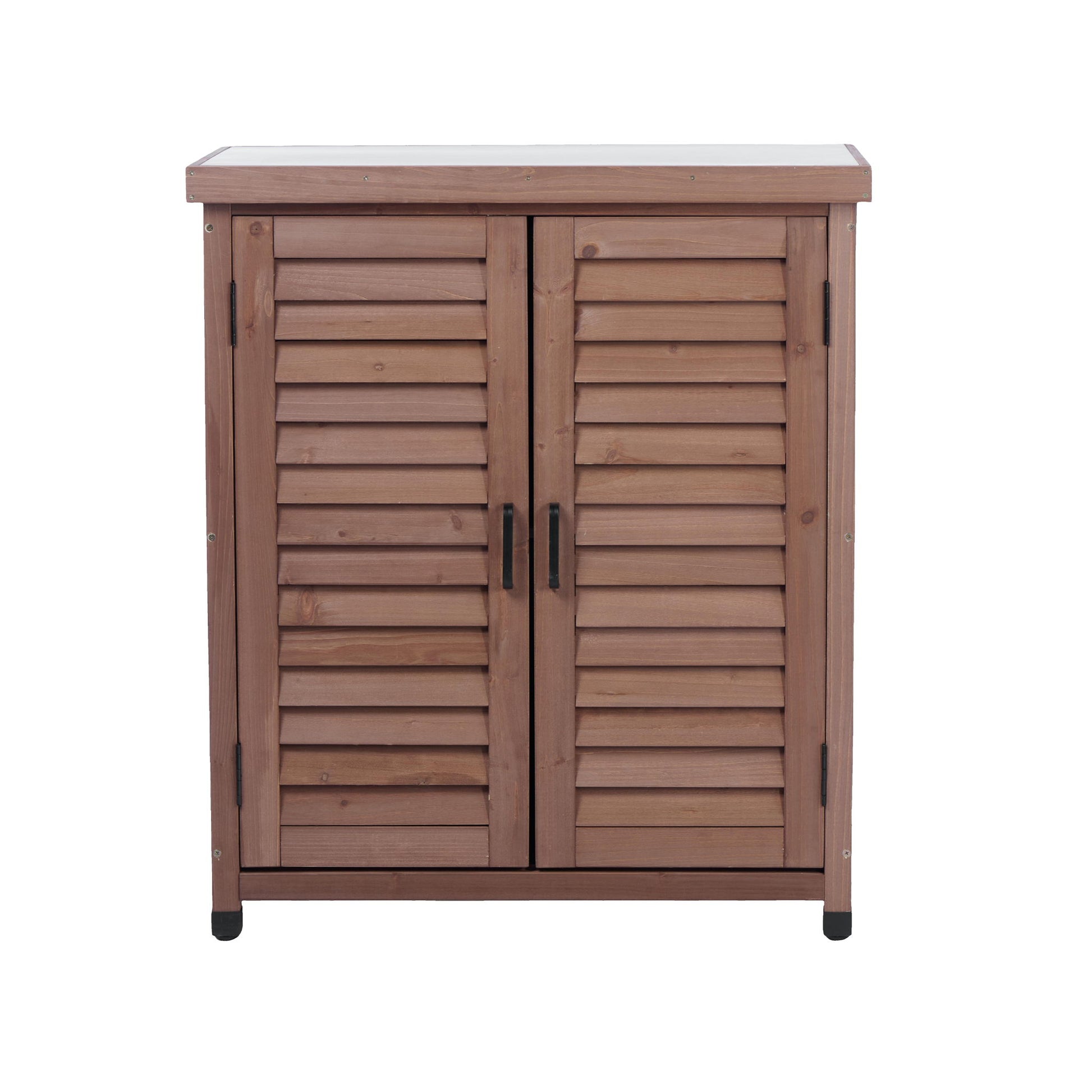 Potting Bench With Storage Cabinet And Metal Table Top For Outdoor Home Essentials