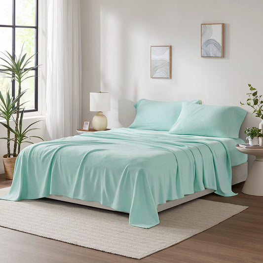 Micro Fleece - 4 Piece Full Sheet Set - Aqua True North by Sleep Philosophy