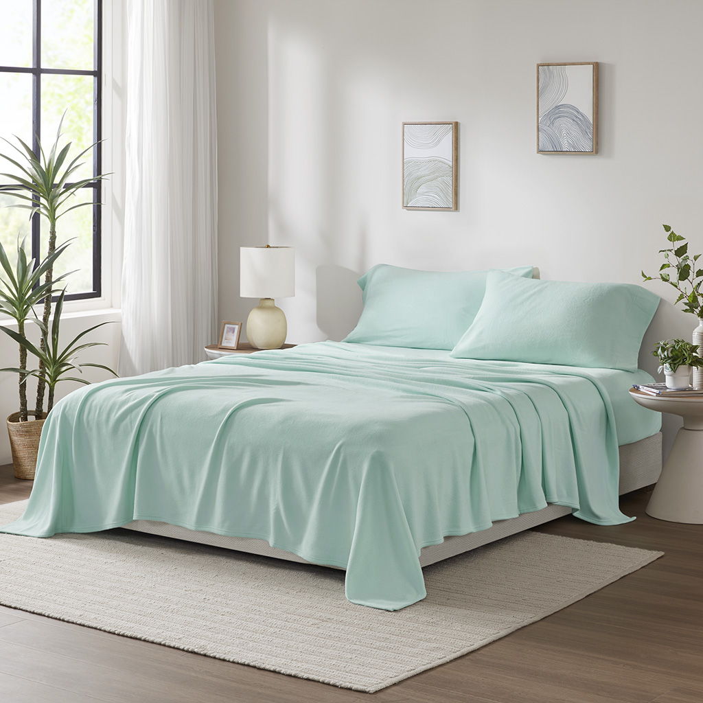 Micro Fleece - 4 Piece California King Sheet Set - Aqua True North by Sleep Philosophy