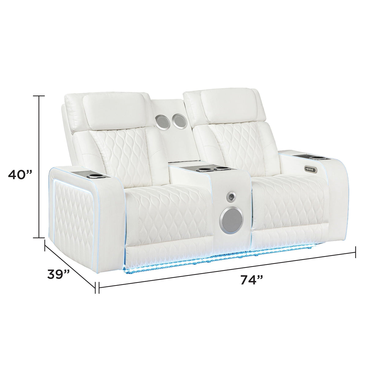 Electra - Power Reclining Loveseat With Power Headrests, Console, Speakers, Massage, LED Lighting And USB Control Matrix Furniture Group