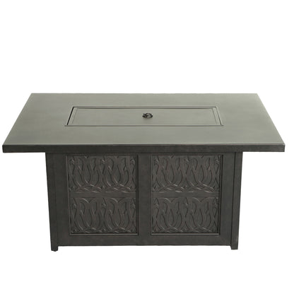 Aluminum Rectangle Fire Table With Fire Glass And Cover - Antique Bronze Home Essentials