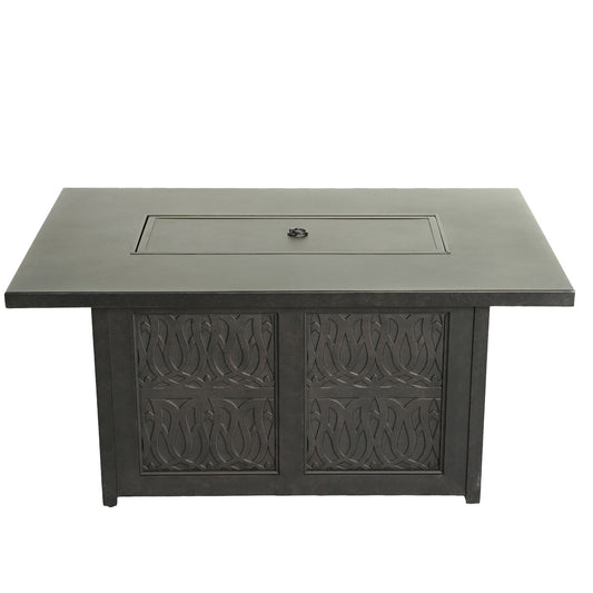 Aluminum Rectangle Fire Table With Fire Glass And Cover - Antique Bronze Home Essentials