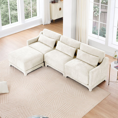 Stylish Sofa With Ottoman And Lumbar Pillows, Ergonomic Design Home Essentials