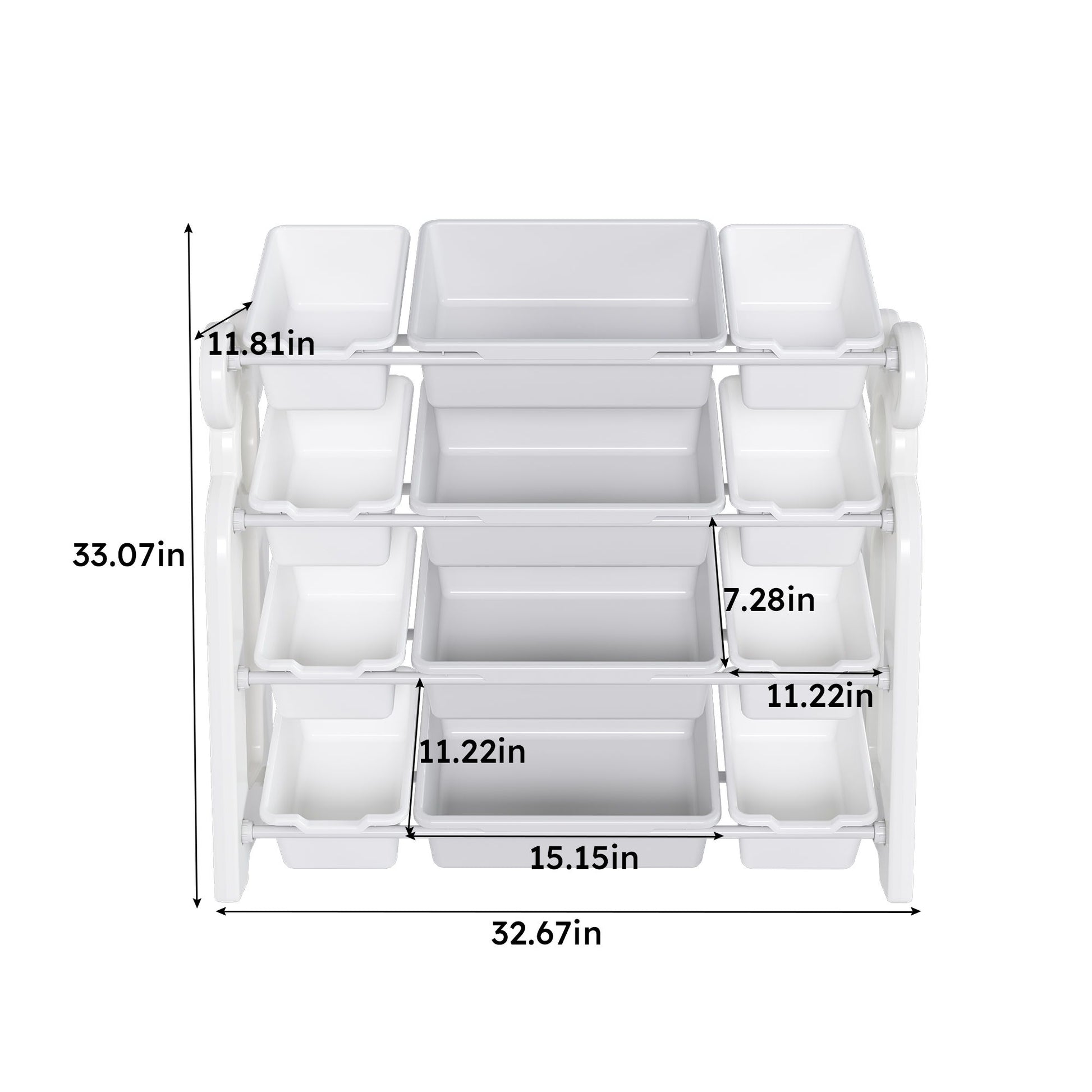 Multi Functional Kids Toy Storage Organizer Cabinet With Hdpe Shelf And 12 Bins - Gray White Home Essentials