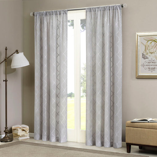 Irina - Diamond Sheer Window Curtain - Gray