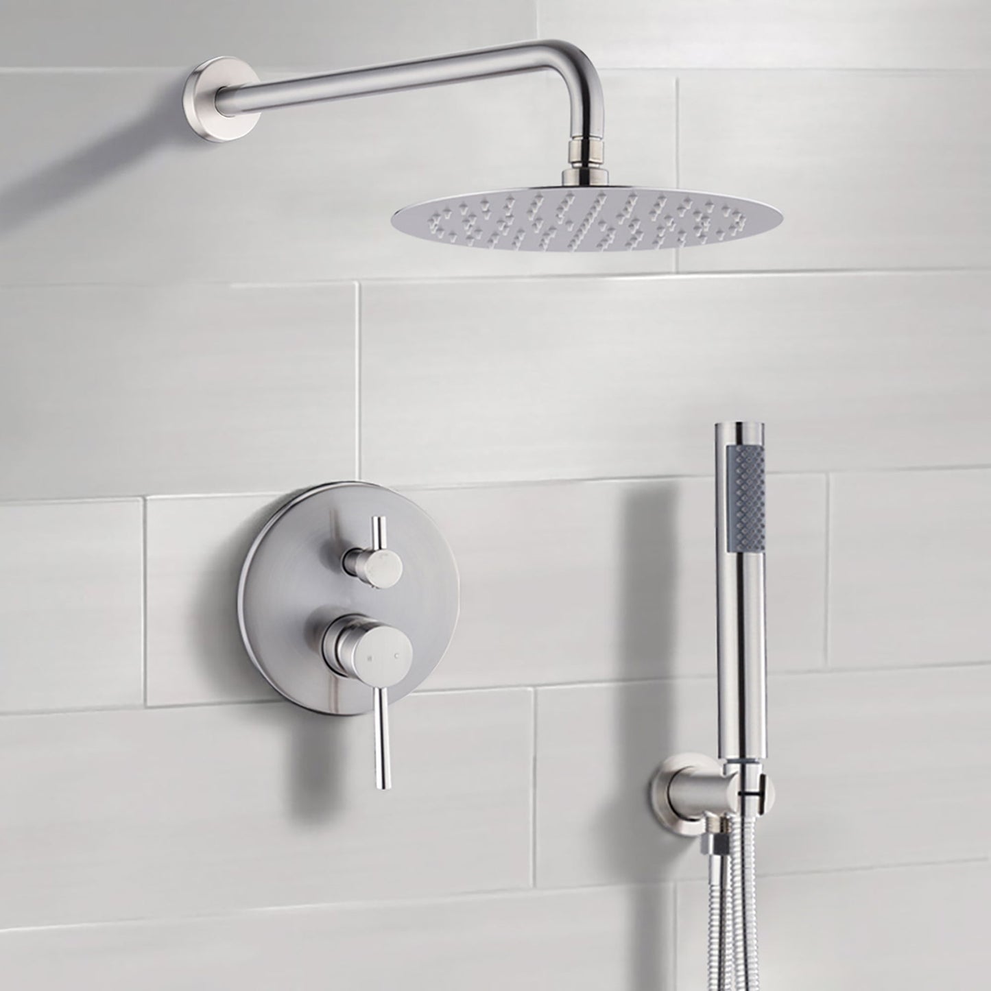 Elegant 10" Round Rain Shower Head And Handheld Set With Adjustable Tilt And Dual Modes Daily Nest