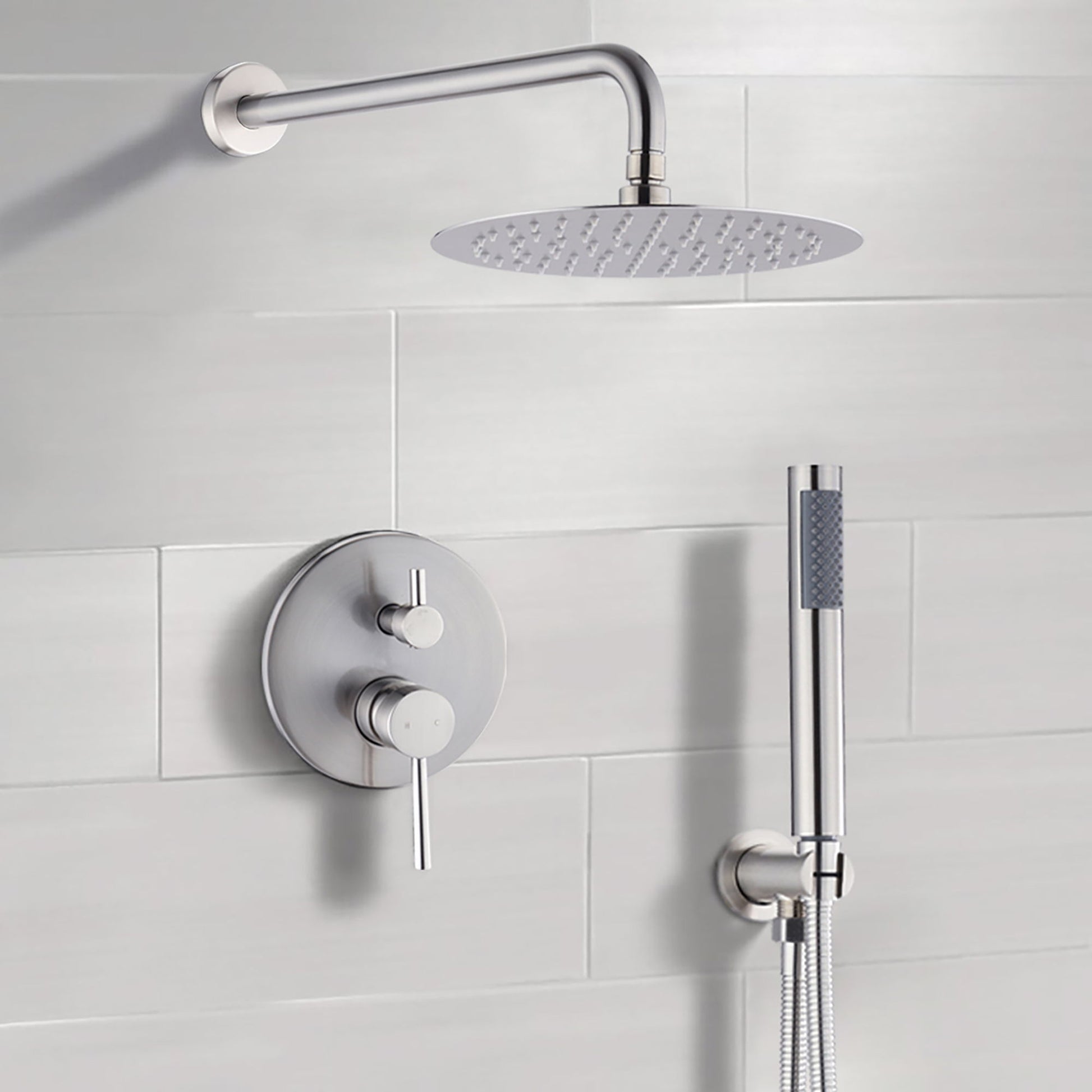 Elegant 10" Round Rain Shower Head And Handheld Set With Adjustable Tilt And Dual Modes Daily Nest