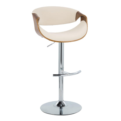Curvo - Mid Century Modern Adjustable Barstool With Swivel With Rounded T Footrest (Set of 2) Lumi Source
