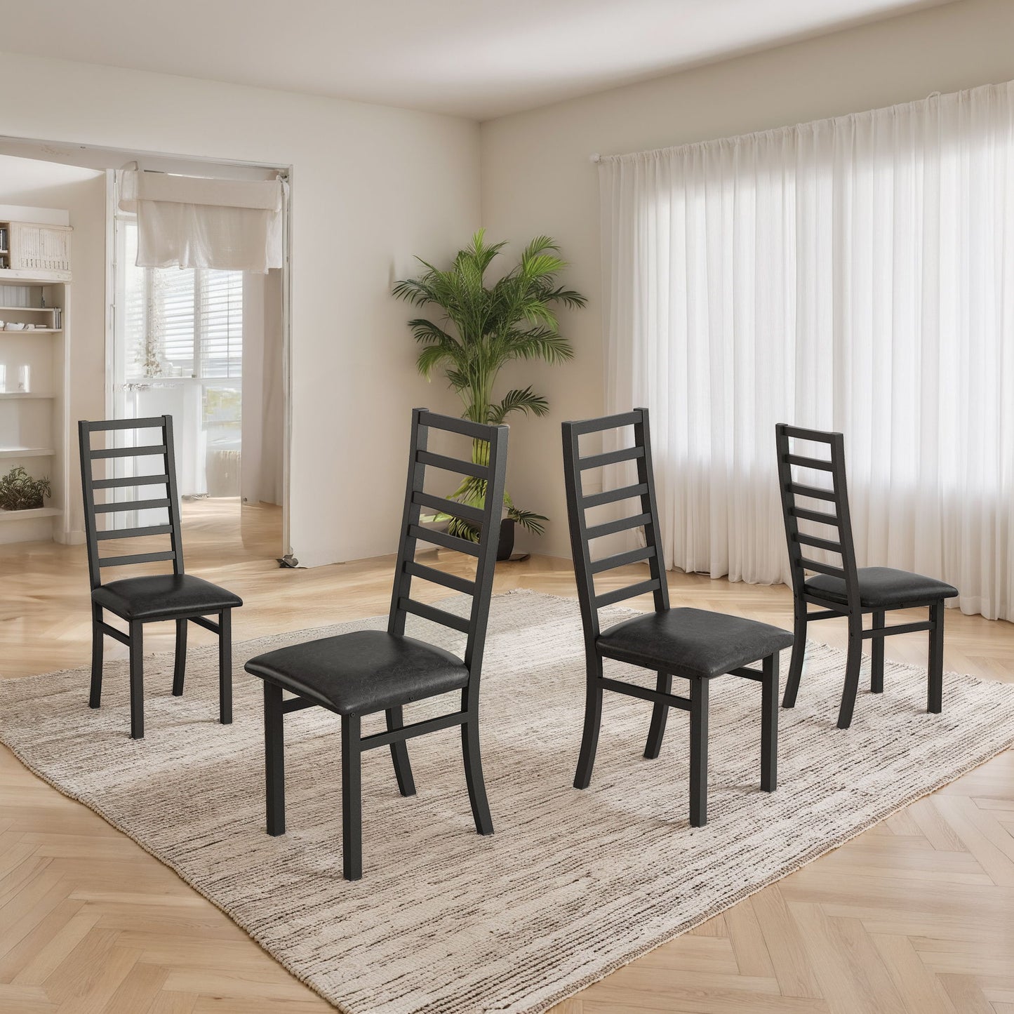 Metal Dining Chairs With Steel Legg, High Back Armless Design Home Essentials
