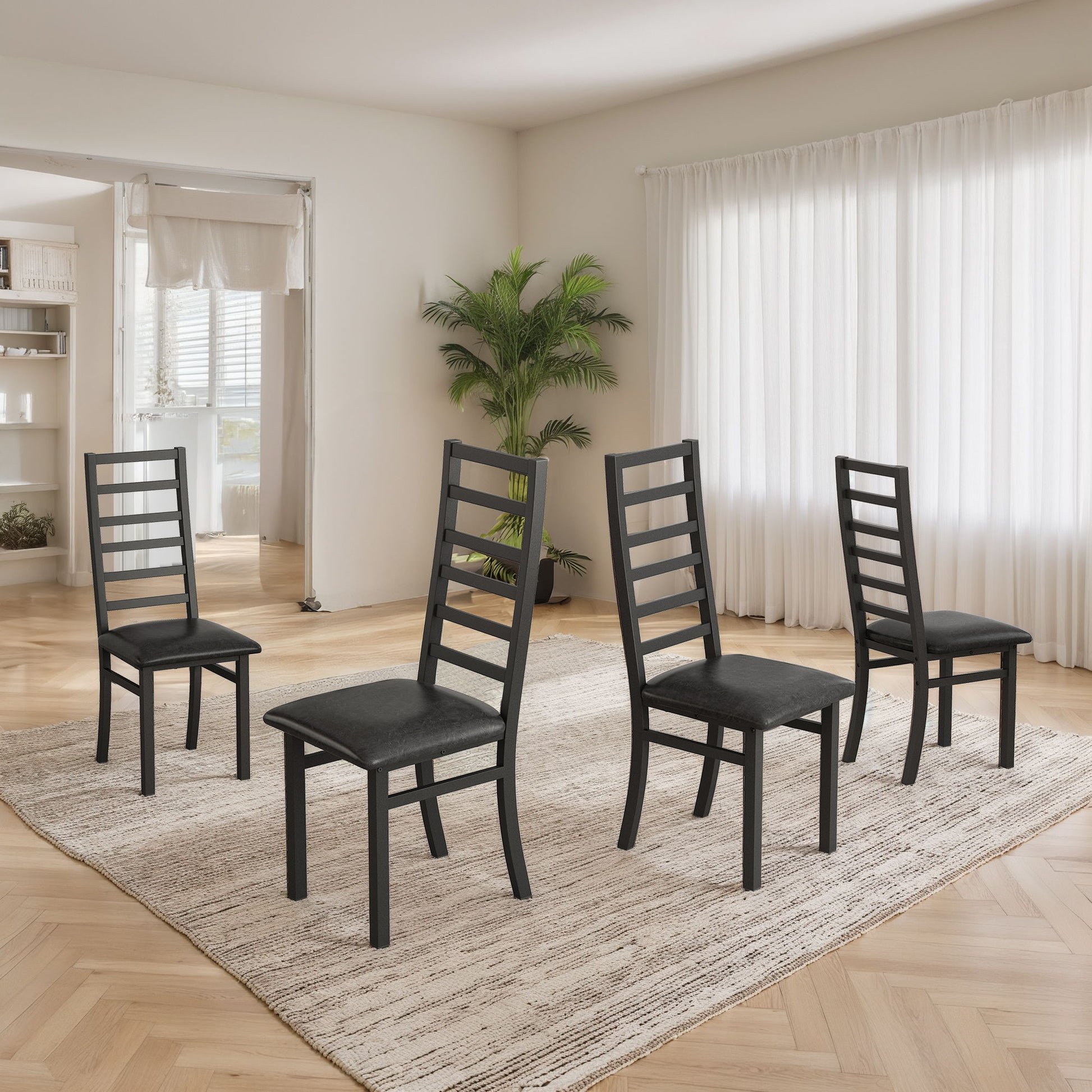 Metal Dining Chairs With Steel Legg, High Back Armless Design Home Essentials