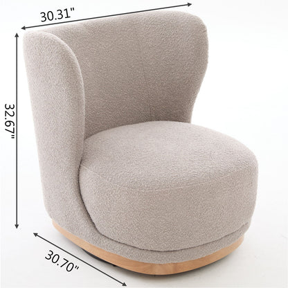 Curved Back Swivel Lounge Chair With Rotating Base For Home - Gray Home Essentials