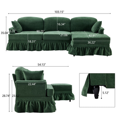 Cloud Sofa With Removable Ruffled Skirt With Ottoman And Flared Arms Home Essentials