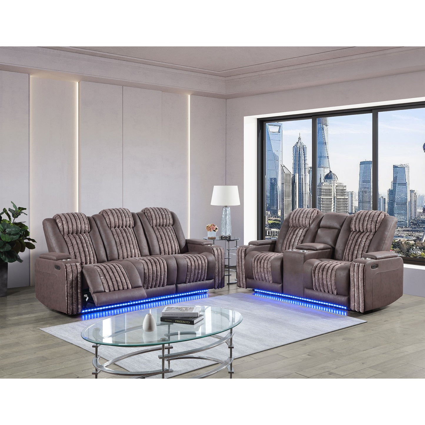 Duran - Power Reclining Set With Power Headrest Global Furniture USA