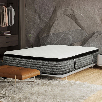 14" Premium Pocket Coil Hybrid Mattress With Gel Memory Foam, Super Plush - Gray / White - King Daily Nest