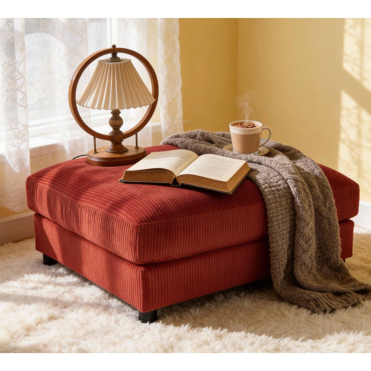 Upholstered Rectangle Ottoman Home Essentials