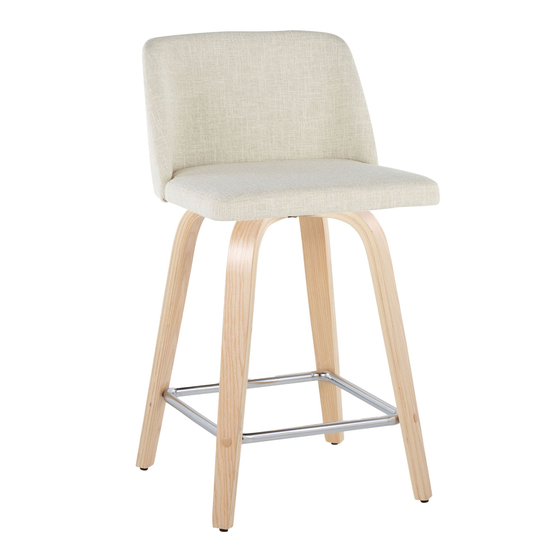 Toriano - Contemporary Fixed Height Counter Stool Swivel With Square Footrest (Set of 2) Lumi Source