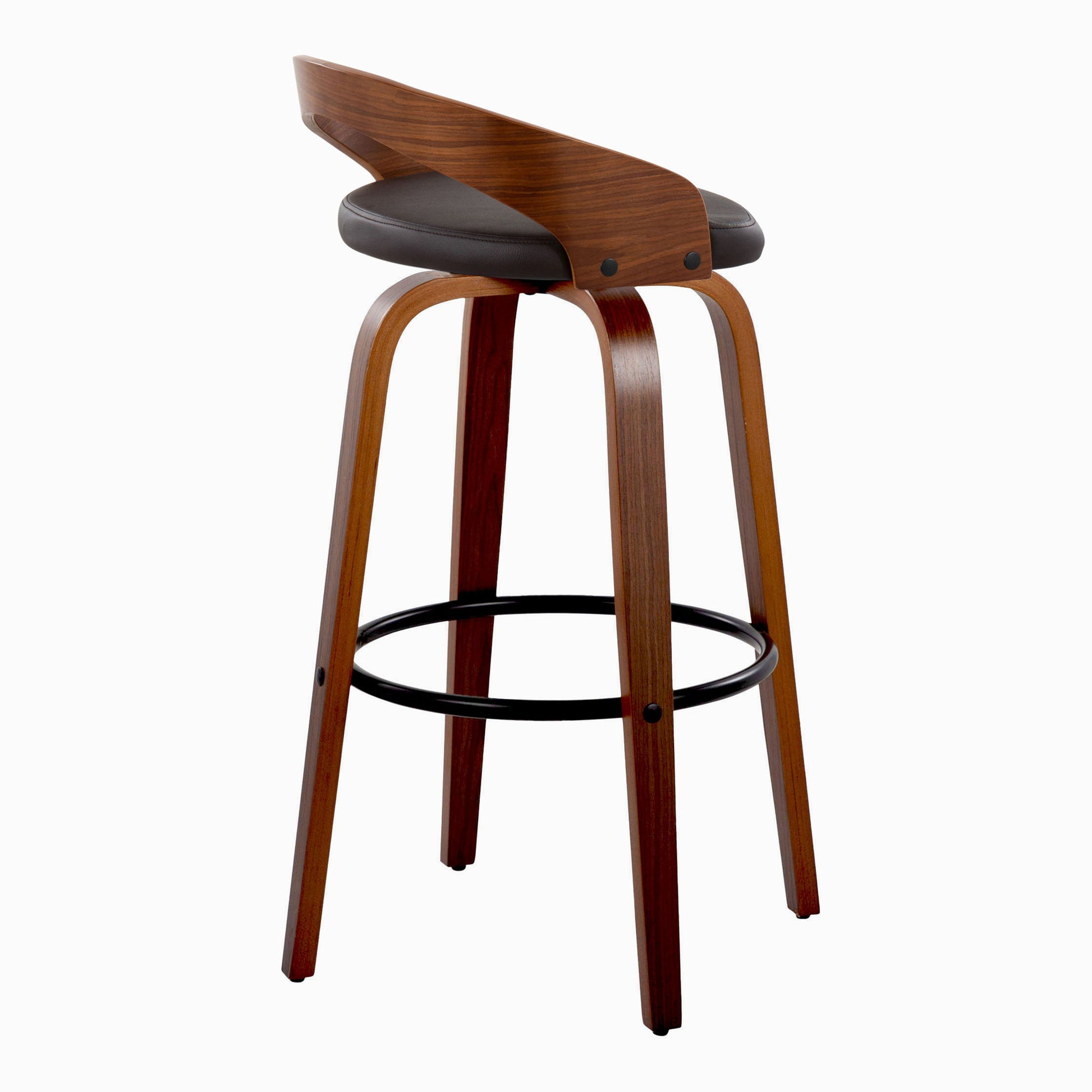 Grotto - Mid Century Modern Fixed Height Barstool & Swivel With Round Footrest (Set of 2) Lumi Source