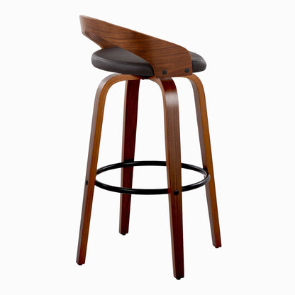 Grotto - Mid Century Modern Fixed Height Barstool & Swivel With Round Footrest (Set of 2) Lumi Source