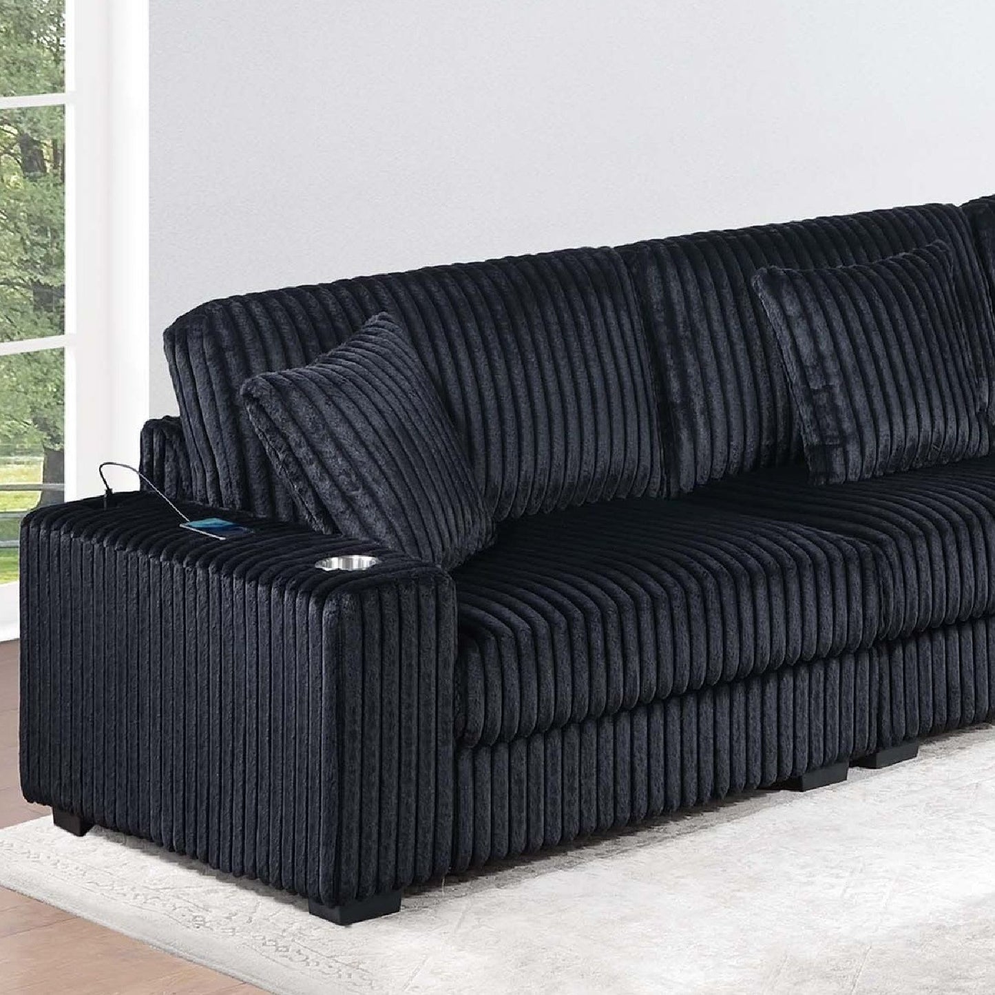 Contemporary Style Chair With Cup Holder Armrest Home Essentials