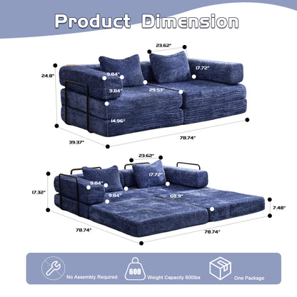 Convertible Floor Sofa Bed With Pillow Back Support Armrest Home Essentials