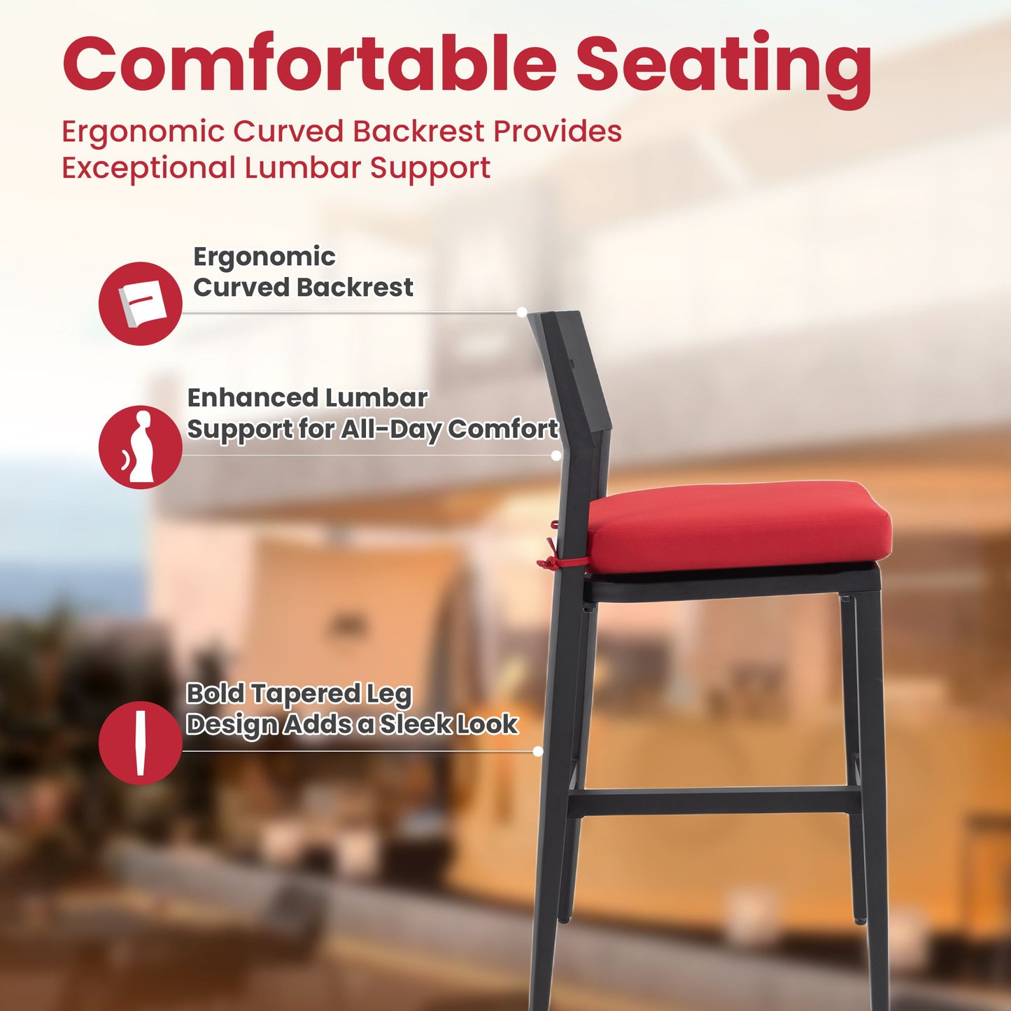 Modern Outdoor Bar Stools With Backrest And Footrest (Set of 2) Life Outside