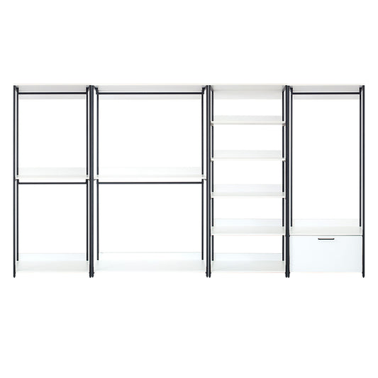Fiona - Freestanding Walk In Wood Closet System With Metal Frame Durable Storage Solution Melamine - White Home Essentials