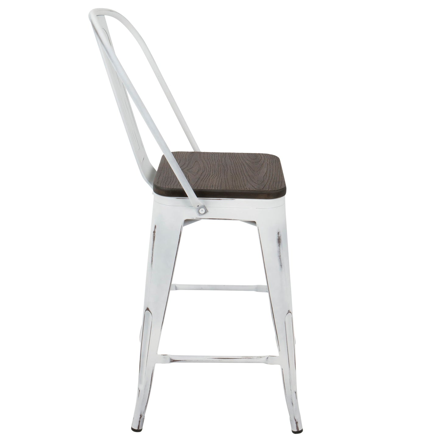 Oregon - Industrial High Back Counter Stool (Set of 2) - Vintage White / Espresso Lumi Source