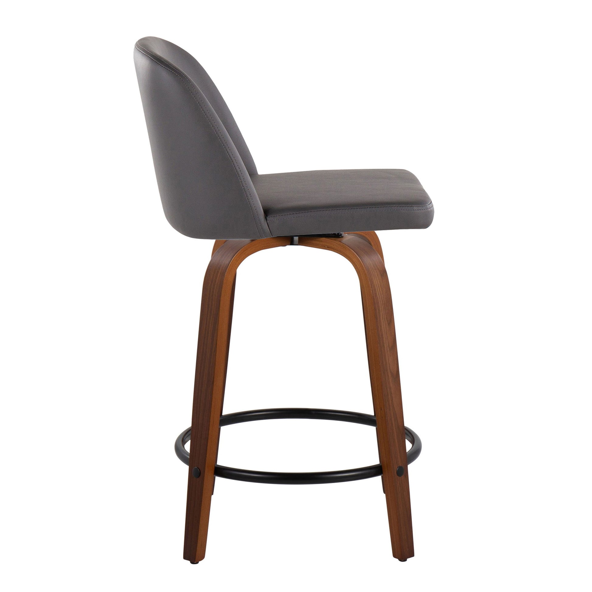 Toriano - Mid Century Modern, Fixed Height Counter Stool & Swivel And Round Footrest (Set of 2) Lumi Source